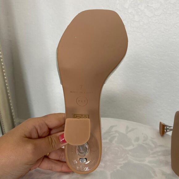 Prettylittlething PLT new Clear Heel Block Mules Stiletto Kitten Heel Sandals 9 - Picture 7 of 9